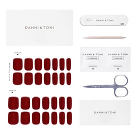 DANNI & TONI Semi Cured Gel Nail Strips holiday Red Gel Nail Stickers (Garnet Gaze) Cat Eye Gel Nail Stickers Nail Wraps Gel Nail Art 28 Stickers Winter New Year Nails