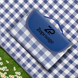 Zeproage Waterproof Picnic Blanket, 150x200cm Picnic Mat Outdoor Portable Travel Camping Navy Blue