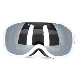 Trespass Hawkeye, Matt White, Ski Goggles with UV Protection, Mirrored Dual Lenses & Anti Fog Coating, White