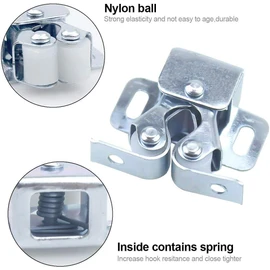 HQDeal 12PCS Door Catches, Double Roller Strong Hold Cupboard Cabinet Door Catches with Screws, Double Roller Catch Cabinet Catch Door Latch for Home Furniture Cabinet Cupboard (Zinc Plated)