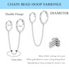 925 Sterling Silver Chain Hoop Earrings for Women, Silver Double