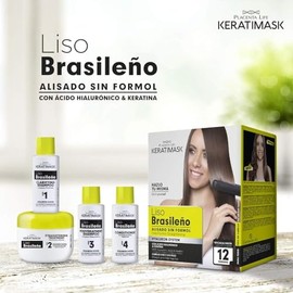 Kit Alisado Brasileño Keratimask de PLACENTA LIFE - Loción para Cabello de Todos los Tipos - Alisador Moderno Sin Formol con Ácido Hialurónico y Tecno