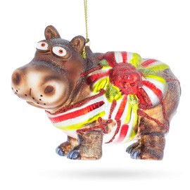 BestPysanky Hippo Gift Glass Christmas Ornament