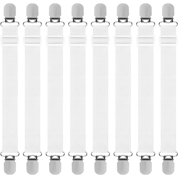Quelcc 8 Pcs Bed Sheet Clips, (30cm -130cm) Adjustable Bed