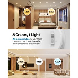 Sunco 6 Pack LED Recessed Lighting 6 Inch, Retrofit Can Lights, 965LM, 13W (100W Equivalent), Selectable CCT 2700K/3000K/3500K/4000K/5000K, Dimmable, Baffle Trim, Damp Rated UL