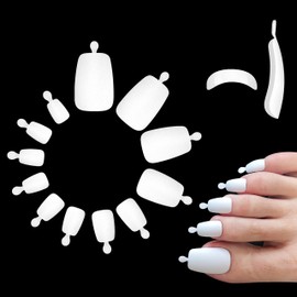 NOVO OVO 504 pcs Long Toe Nail Tips Press on, Curved Full Cover Longtoes Claw, White Double Matte Fake Nail Extension for Pedicure Acrylic, Tapered Square Soft Gel False Toenails x 12 Sizes in Bag