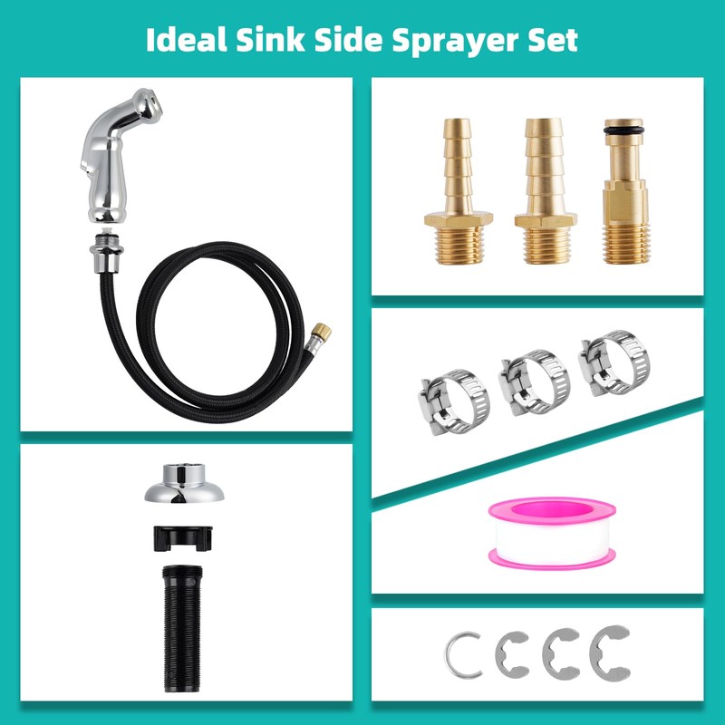 Hygie Rinse Universal Fit Kitchen Faucet Sprayer Attachment/Hose/Holder Set Compatible