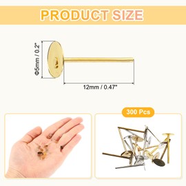 sourcing map 300Pcs Earring Posts, 5mm/0.2inch Stainless Steel Flat Pad Blank Earring Tray Studs Findings for Jewelry DIY, Mix Colors