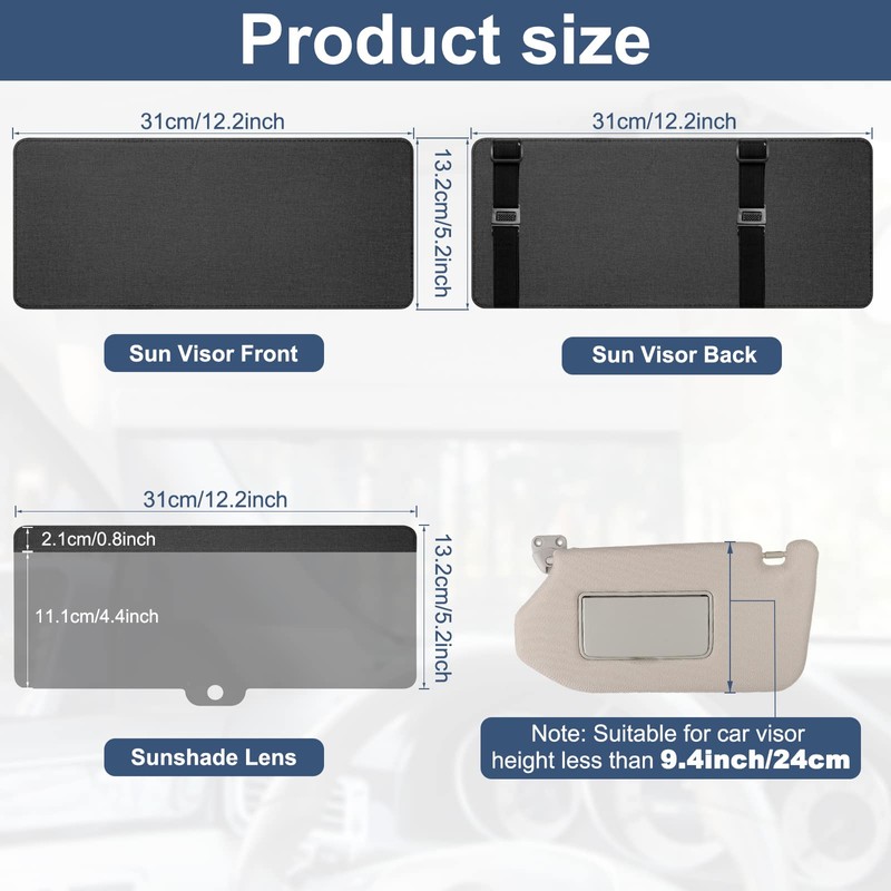 NAZZO Sun Visor Extender for Car, Sun Blocker with PC