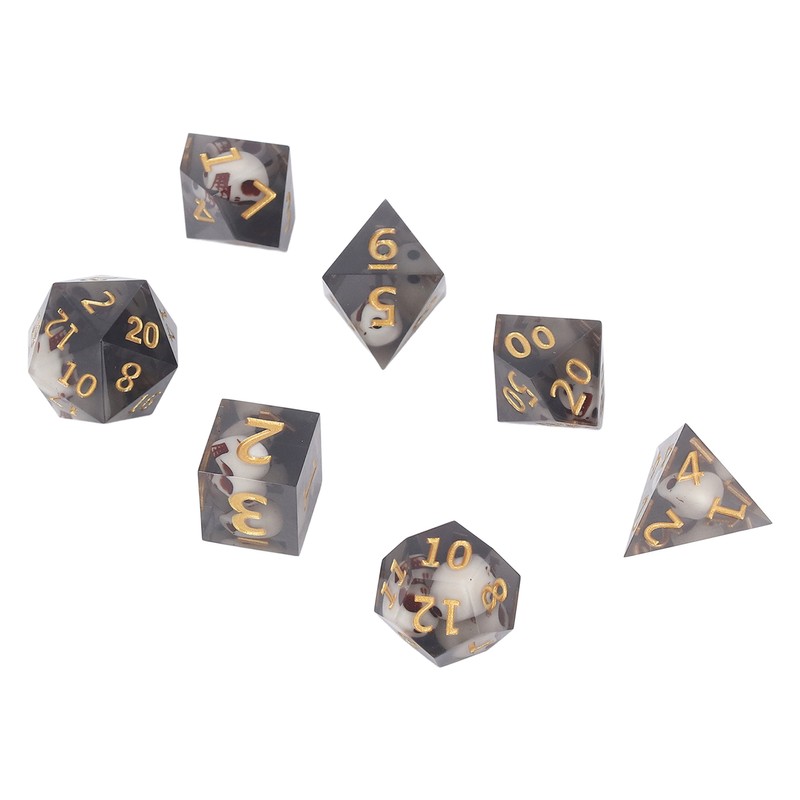 Polyhedral Dice Set Role Playing Epoxy Resin Transparent Skull Dice