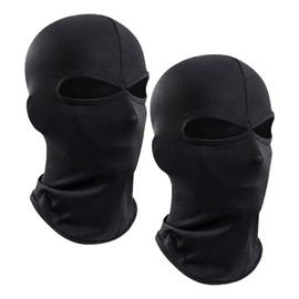 AWAVM 2 Pcs 2 Black Balaclava Mask Double Face Mask, 2 Hole Balaclava Classic Lightweight Black Ski Mask, Winter Headwrap Double Hole Breathable Full Face Ski Mask Balaclavas for Men