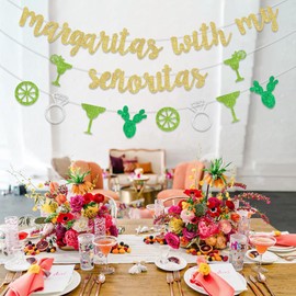 Sursurprise Margarita Bachelorette Party Decorations Margaritas with My Senoritas Banner Sign Mexican Fiesta Cactus Bridal Shower Hen Party Supplies