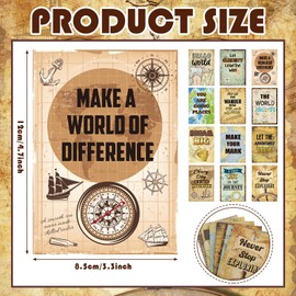 Sabary 24 Pcs Travel the Map Notepad Travel Inspirational Gifts Notepads Mini Motivational Journal Notebooks Bulk Antique Map Pattern Small Pocket Notepads for Office 4.72 x 3.35 Inch 12 Styles