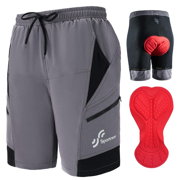 Sportneer Padded Bike Shorts Men's 3D Padded Mountain Bike Cycling