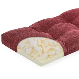 baibu 40 Inch Bench Cushion, Dual-Layer Patent Design Memory Foam Indoor Outdoor Rectangle Bench Seat Cushion, Non-Slip Standard Size Rectangle Seat Pad with Ties, 40x15x3Inch, Red