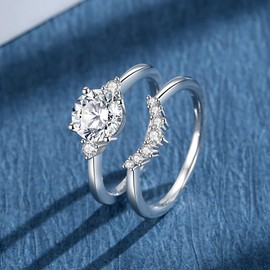 JIEKAYUAN Moissanite Bridal Ring Sets for Women 2.3CTTW (2CT Center) Wedding Ring Set S925 Sterling Silver Promise Rings for Wife Her Wedding Valentines Anniversary (9)