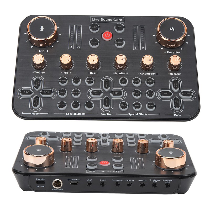 Sound Board Multiple Effects Voice Changer Sound Card for Live