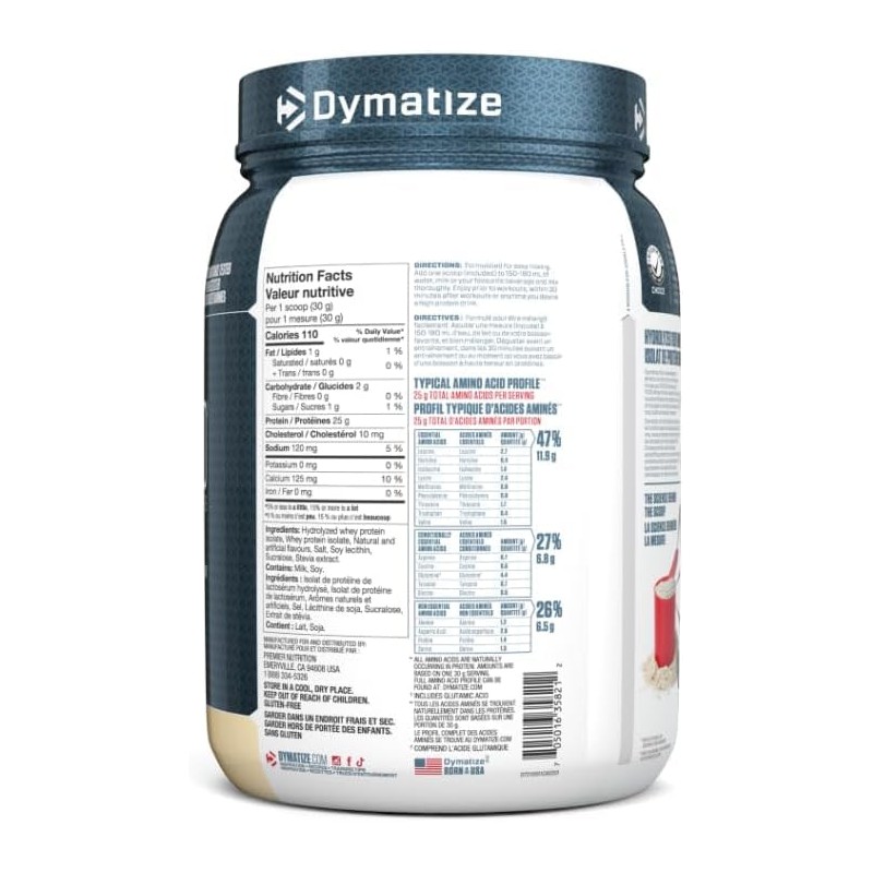 Dymatize ISO100 Hydrolyzed Protein Powder, Gourmet Vanilla, High Protein Powder,