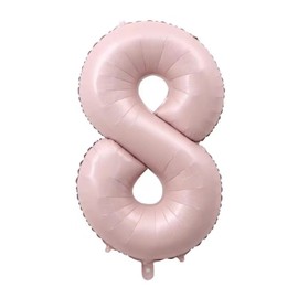40-Inch Light Pink Number 8 Balloons With Crown, 8th Birthday Decorations for Girls, Anniversar Decorative Balloons. (Light pink 8)
