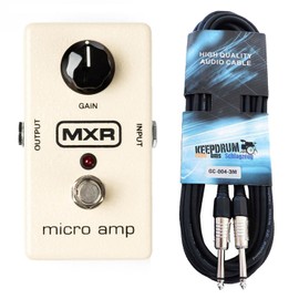MXR M133 Effects Device Micro Amp Booster Pedal + Keepdrum Guitar Cable
