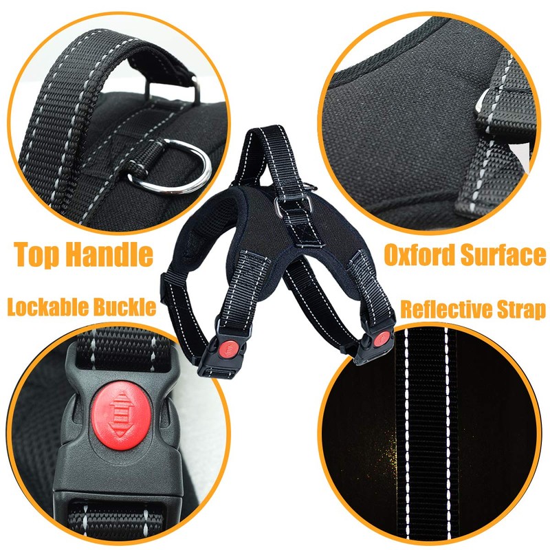 Musonic No Pull Dog Harness, Breathable Adjustable Comfort, Free Leash