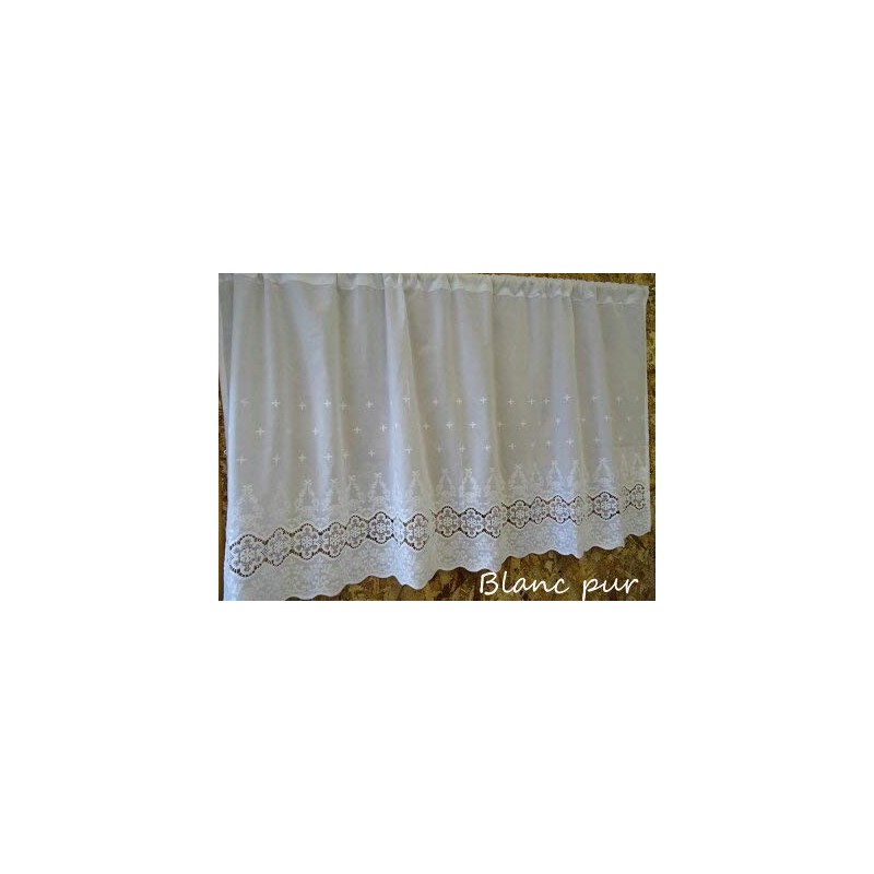 Pure White, Cotton, 23.6 inches (60 cm), Semi-Long, "Cafe Curtain"