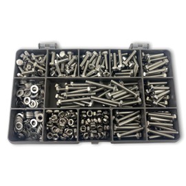 475 ASSORTED PIECE, A2 M4 FULLY THREADED BOLTS NUTS WASHERS SCREWS STAINLESS KIT