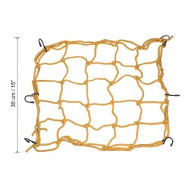 PATIKIL 15x15 Motorcycle Cargo Net, 2 Pack Luggage Debris Tie-Down Net Extendable Rubber Rope Cover with 6 Hooks for Travel Camping, Yellow