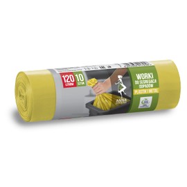 ANNA ZARADNA ST-AZ-017058 Bin Liners for Metal Plastic Tear-Resistant 120 L | Rubbish Bag Rubbish Bag for Household Waste Office Made of Thick LDPE Regranulate Film Colour: Yellow, 1 Pack of 10