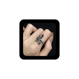 Cybche Punk Adjustable Snake Ring Silver Serpent Ring Green Enamel Snake Rings Snake Finger Ring Serpent Open Ring Jewelry for Women