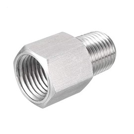 sourcing map Reducing Pipe Fitting Adapter 1/4 PT Male to M14x1.5 Female Stainless Steel for Water Oil Air Pressure Gauge