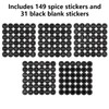 Black Spice Jar Labels Removable Spice Labels Stickers for Kitchen