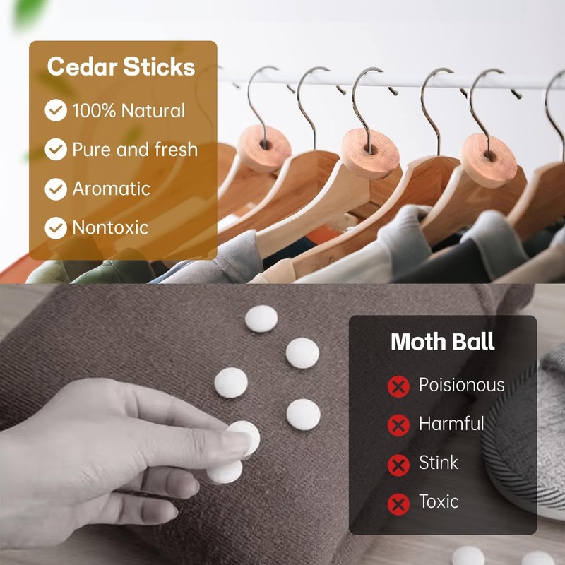 Cedar Blocks for Clothes Storage 50 Pack - 100% Natural