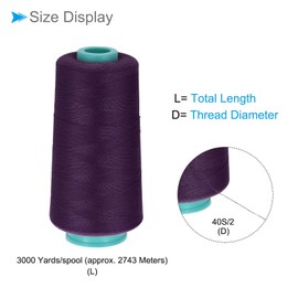 CoCud Leather Sewing Threads, 3000 Yards 40S/2 Thread, Polyester Stitching Thread Dark Purple - (Applications: for Sewing Leather Craft)