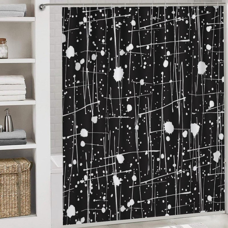 4PCS/Set Abstract Line Spot Splash Shower Curtain 72W X 72L,