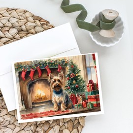 Caroline's Treasures DAC2755GCA7P Silky Terrier Cozy Christmas Greeting Cards Pack of 8 Blank Cards with Envelopes Whimsical A7 Size 5x7 Blank Note Cards