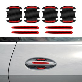 RGOAANC 8PCS Car Door Handle Protector, Car Door Handle Bowl Sticker, Carbon Fiber Door Bowl 3D Traceless Sticker, Door Handle Protective Film Universal Automotive Exterior Accessories for Most Car