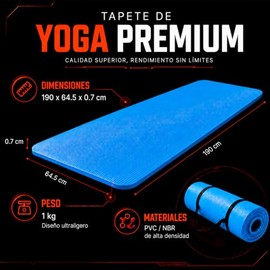CENTURFIT Tapete Yoga Antiderrapante Pilates Azul 10 mm Fabricado con Goma de PVC Superficie Antiderrapante Suave Comodo Excelente para todo tipo de A