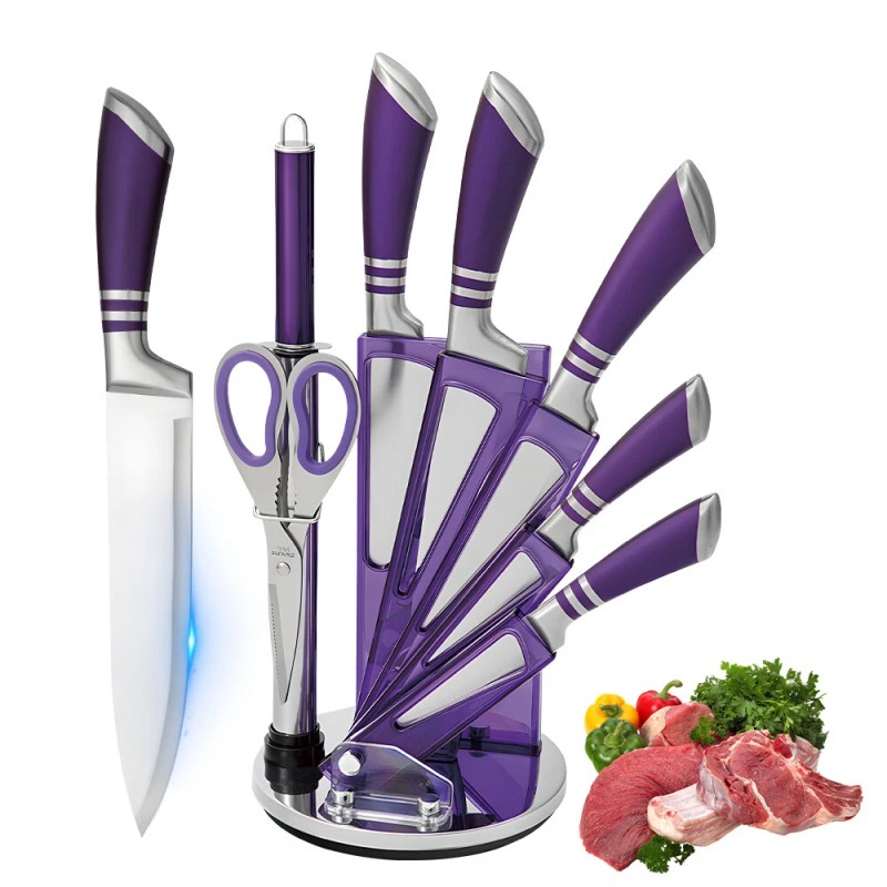 Unbranded 9 Piece Stainless Steel Kitchen Knife Block Set Chef