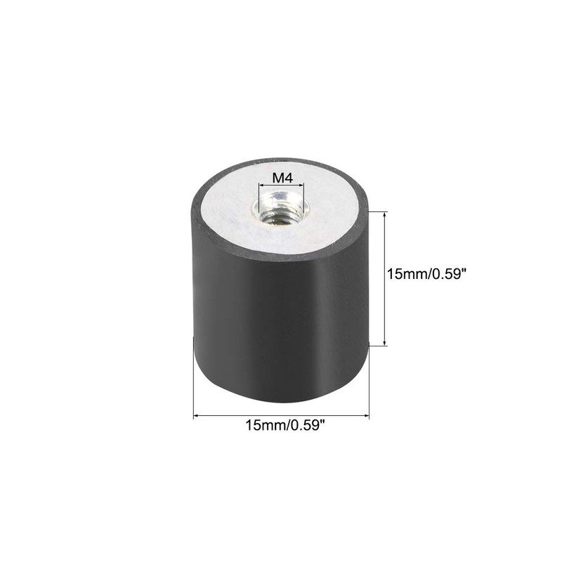 sourcing map 15 x 15mm M4 Thread Female Rubber Mounts,Vibration