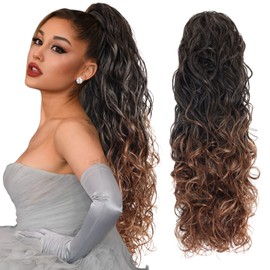 Ombre 1B/30 Hair Extensions Ponytail - for black women Long Wavy Drawstring Ponytail Extainson Clip in Ponytail Extensions Blonde real natural hair fake ponytails