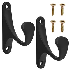 2Pcs Metal Curtain Holdbacks, Black Curtain Tie Backs Hooks with Screws, Wall Mounted Tie Back Hooks for Curtains, Curtain Holder Hooks for for Fixed Curtain or Hanging Items