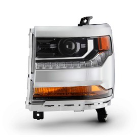 AKKON - Fits 2016-2019 Chevy Silverado 1500 [HID/Xenon Type] Projector Chrome Headlights with LED Parking Lamp Driver Left Side