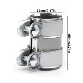 Exhaust Clamp, Tianher Double Clamp Pipe Connector Exhaust Pipe Connector Exhaust Clamp Stainless Steel Turbo Silencer Band Clamp Step Clamps W/Bolt (2 Inch)