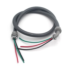 TAUROX 1/2-Inch 10 Gauge Electrical Wires Liquid Tight Conduit Wire with Ground Nonmetallic Flexible Conduits AC Disconnect Box Outdoor Electrical Whip Kit Power Whip Assembly(10FTx1/2Inch)