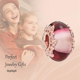 Annmors 925 Sterling Silver Spacer Charms Pendant for European Bracelets Necklace Murano Glass Spacer with 5A Cubic Zirconia, Christmas, Mother's Day, Gift Pendant for Women Girls, Cubic Zirconia