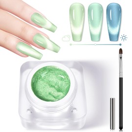 HOSAILY Cat Eye Gel Nail Polish Kit, UV Color Changing Glitter Nail Gel Polish with Magnet Stick, Magic Holographic Shiny Shimmer Nail Polish Soak Off UV/LED for Salon Home DIY Nail Art-Green