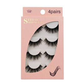 False Eyelashes 3D Imitation Hair, Natural, Black, Long, Pure, Handmade with Invisible Band, Reusable, 4 Pairs