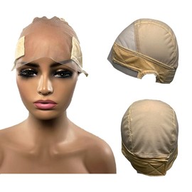 Lace Wig Grip Cap for Women - 11x5 Transparent Lace Wig Caps with Adjustable Grip Band for Lace Front, Non Slip Cap for Glueless Wig Keeping Wigs In Place (Beige)