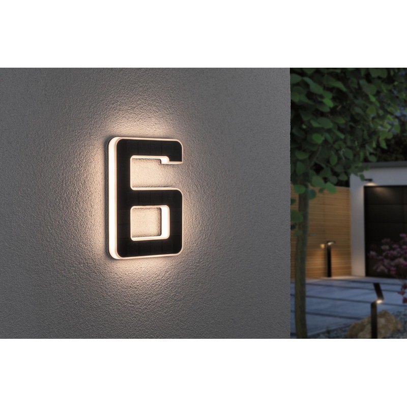 Paulmann Outdoor Solar House Number 6 3000 K IP44 Akk